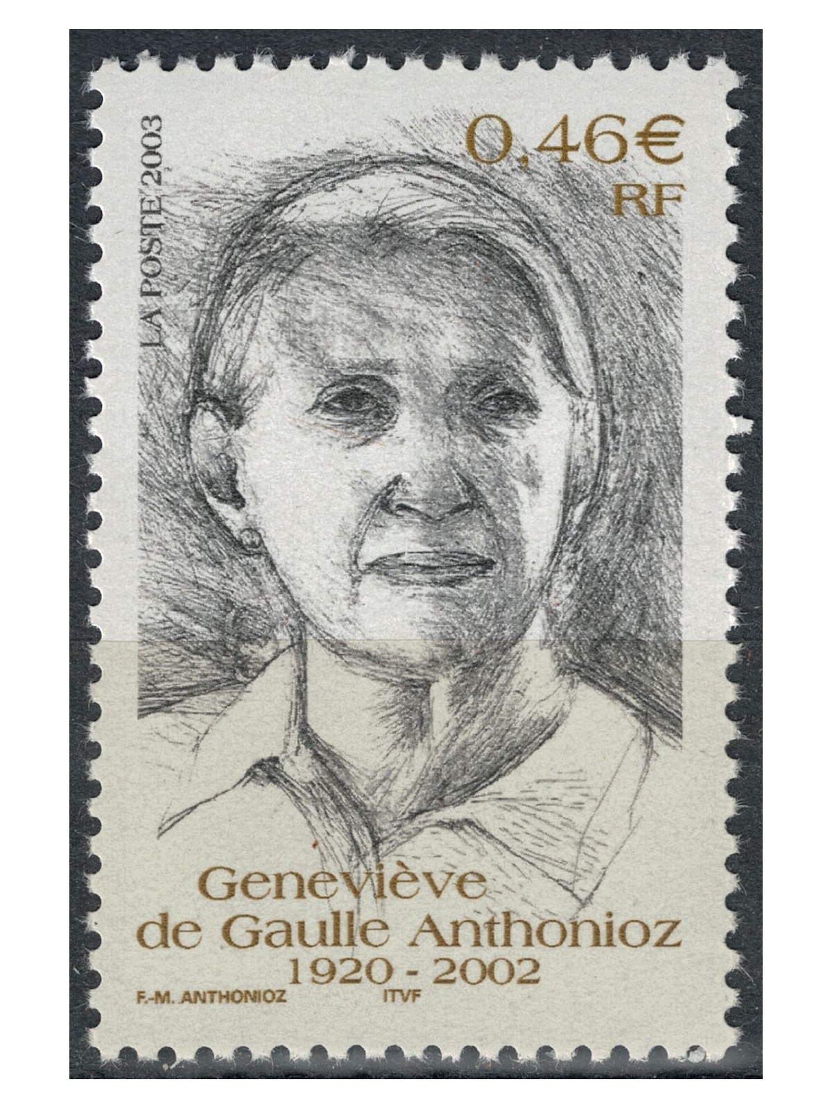 FRANCIA 2003 Geneviève de Gaulle Anthonioz MNH**