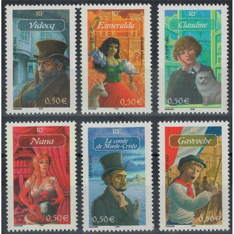 FRANCE 2003 Characters from novels 6v MNH**