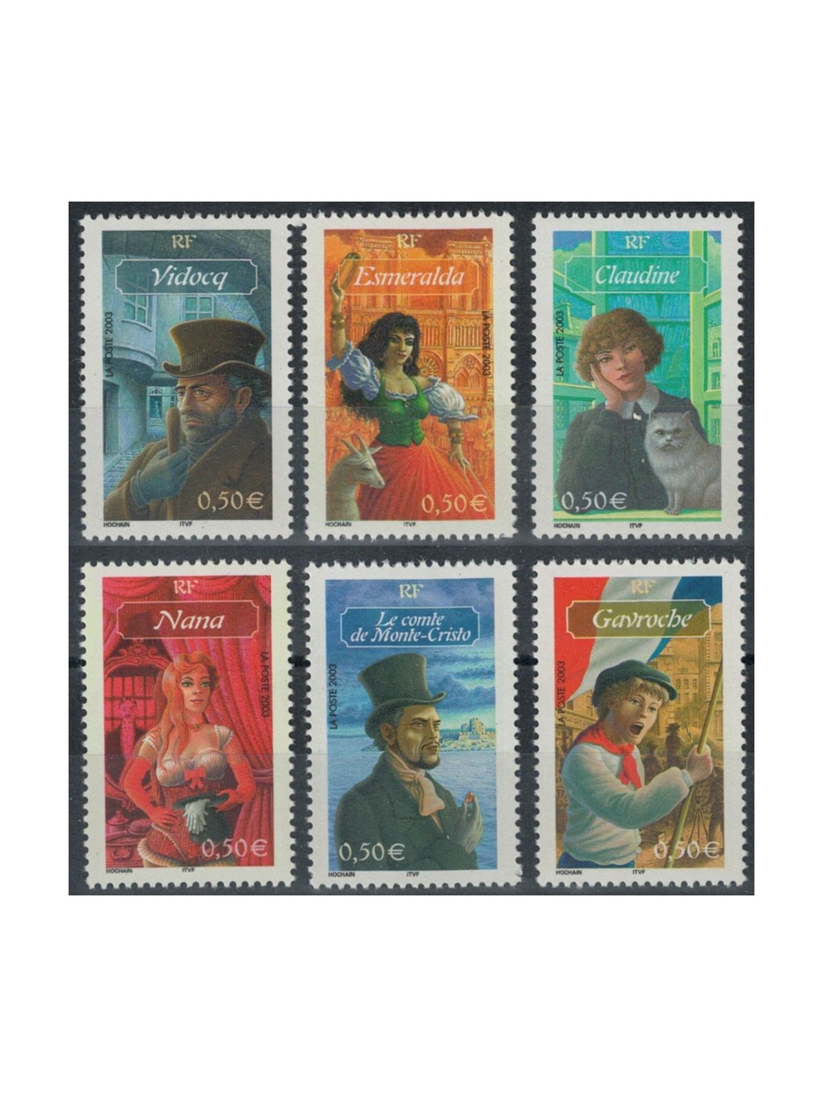 FRANCIA 2003 Personaggi di romanzi 6v MNH**