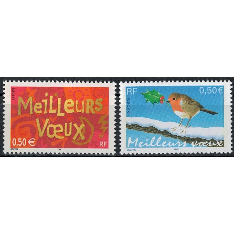 FRANCE 2003 New Year's Greetings 2v MNH**