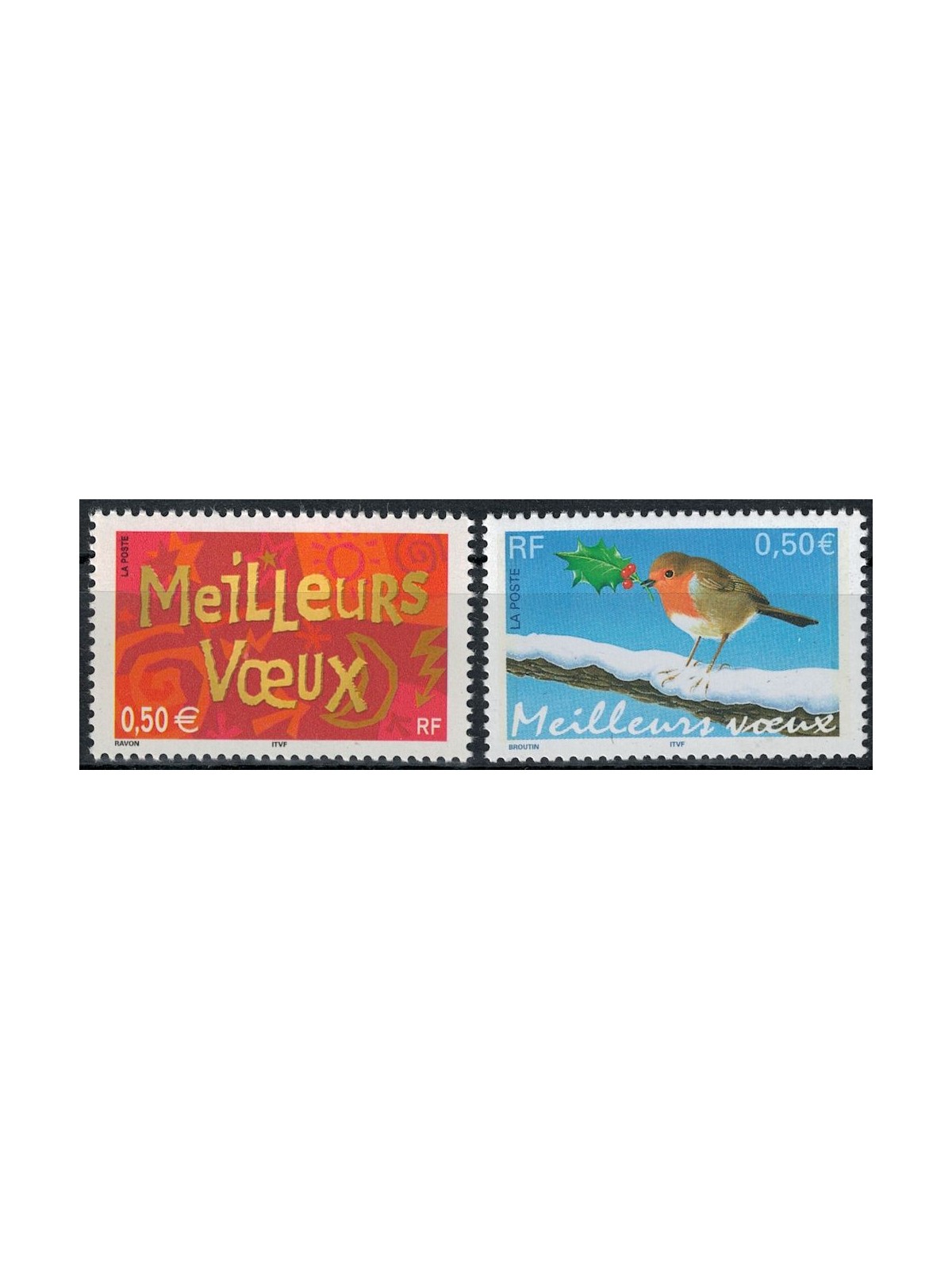 FRANCE 2003 New Year's Greetings 2v MNH**