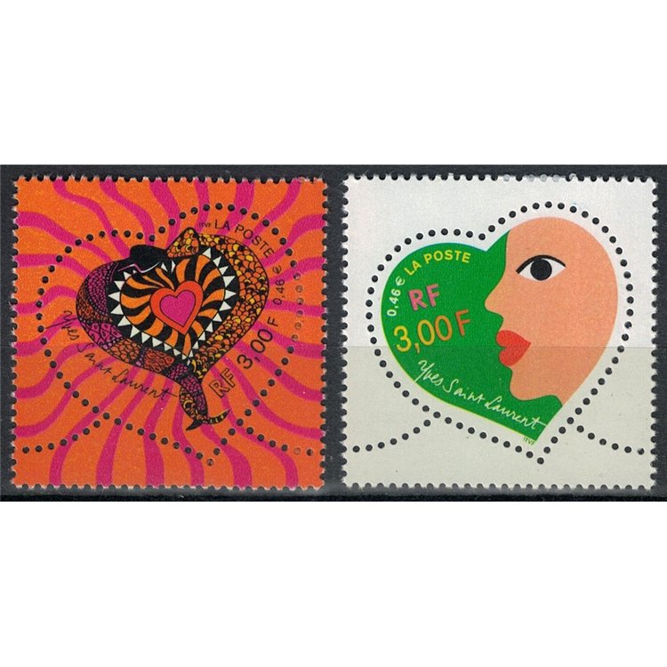 FRANCE 2000 Greeting stamps (Yves Saint Laurent) 2v MNH**