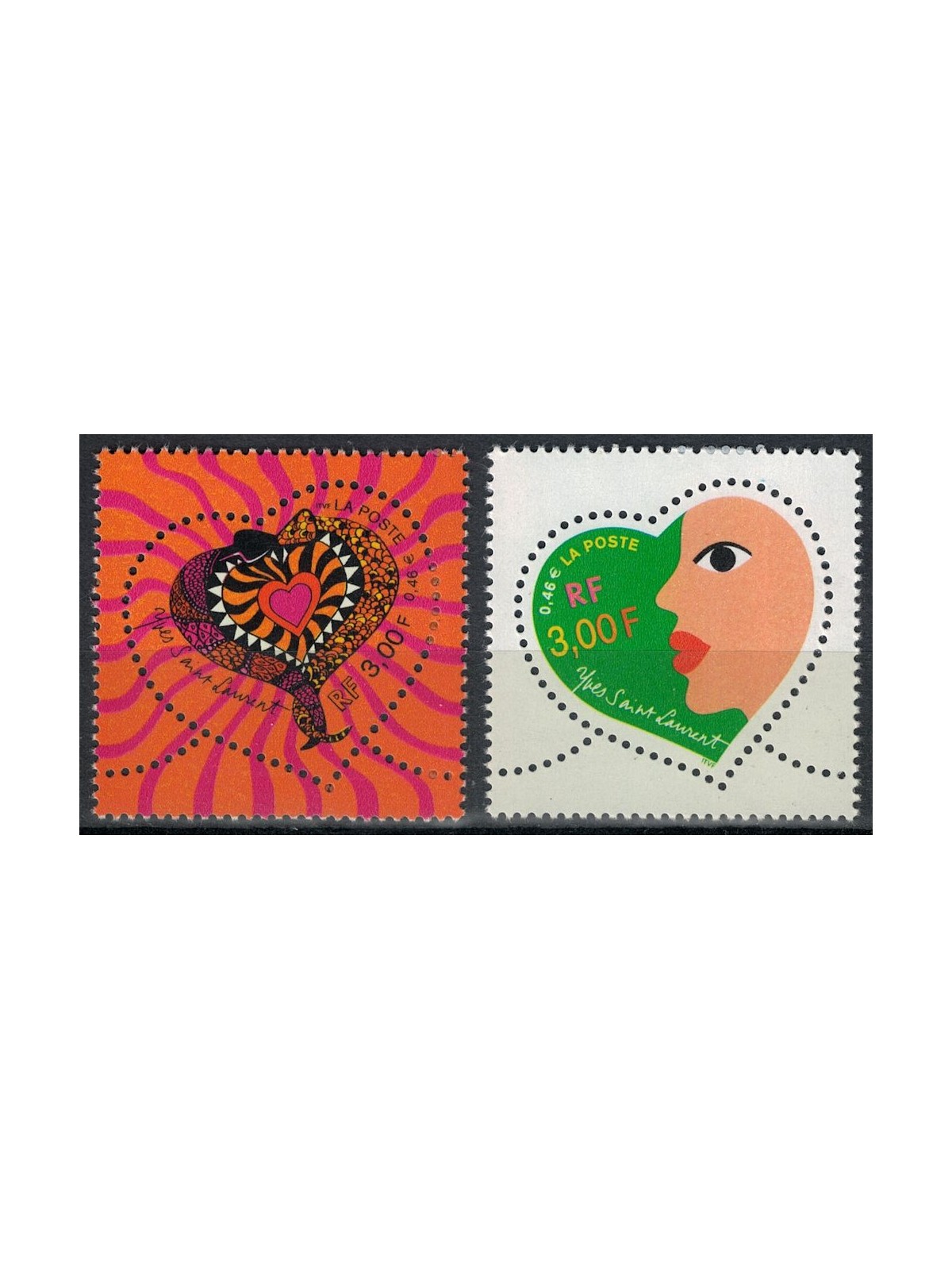 FRANCIA 2000 Francobolli augurali (Yves Saint Laurent) 2v MNH**