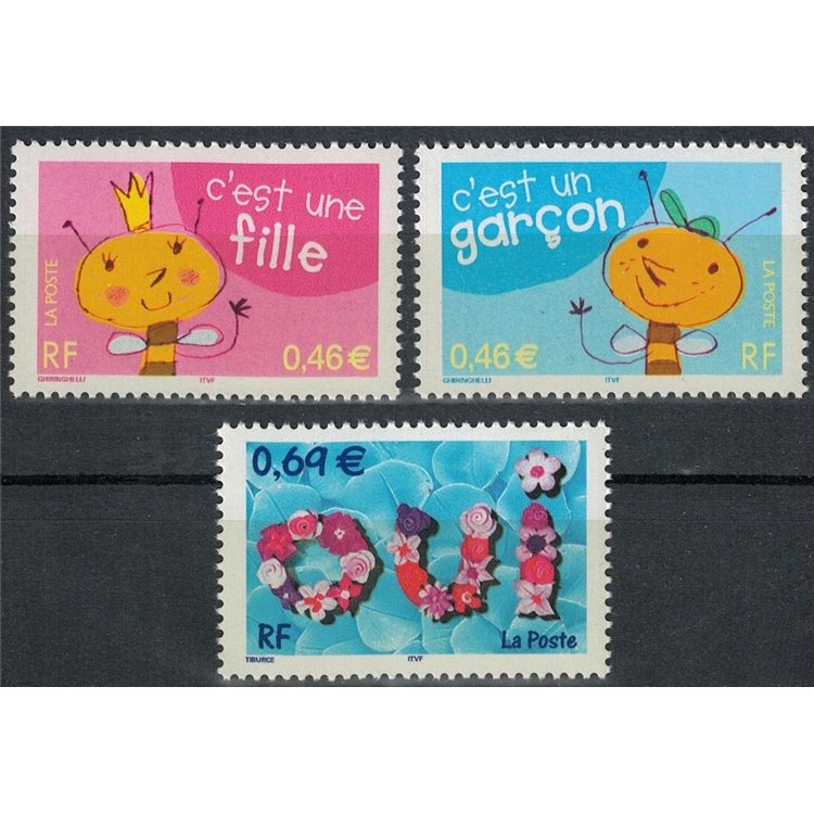 FRANCE 2002 Greeting stamps 3v MNH**