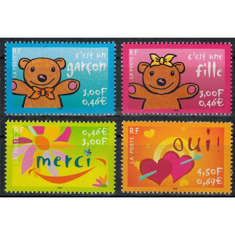 FRANCE 2001 Greeting stamps 4v MNH**