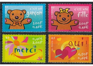 FRANCIA 2001 Francobolli augurali 4v MNH**