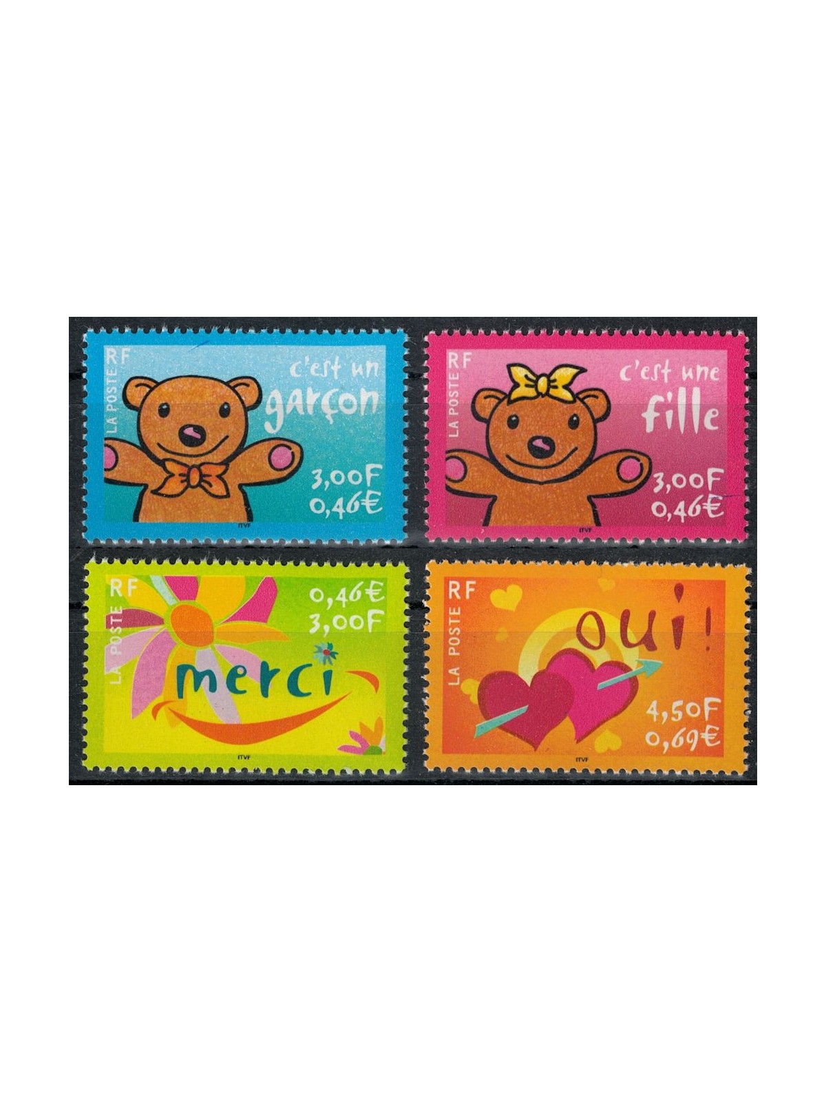 FRANCE 2001 Greeting stamps 4v MNH**