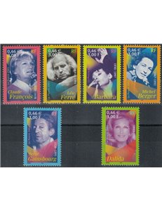FRANCE 2001 Famous Singers 6v MNH**