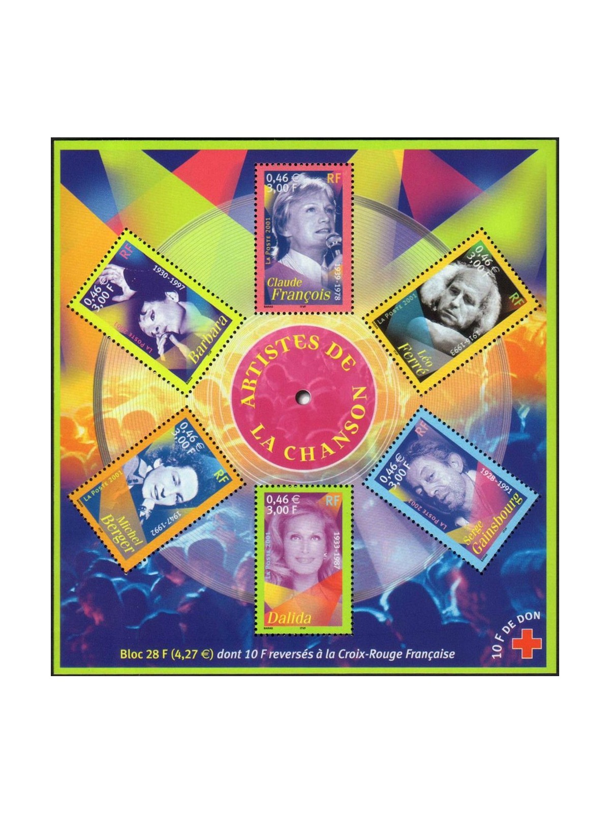 FRANCE 2001 Famous Singers s/s MNH**