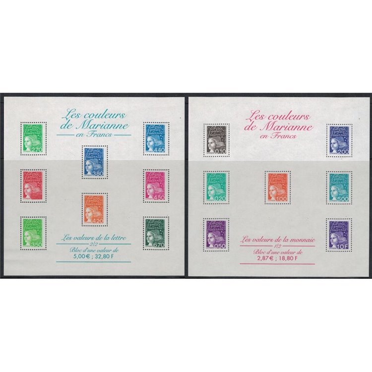FRANCE 2001 Marianne of 14 July 2 s/s MNH**