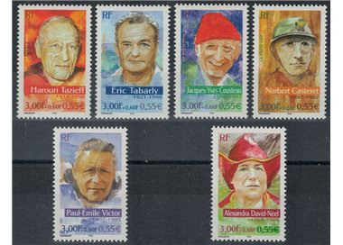 FRANCE 2000 Famous people, adventurers 6v MNH**