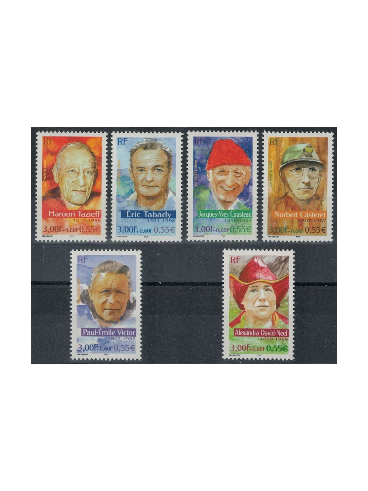 FRANCE 2000 Famous people, adventurers 6v MNH**