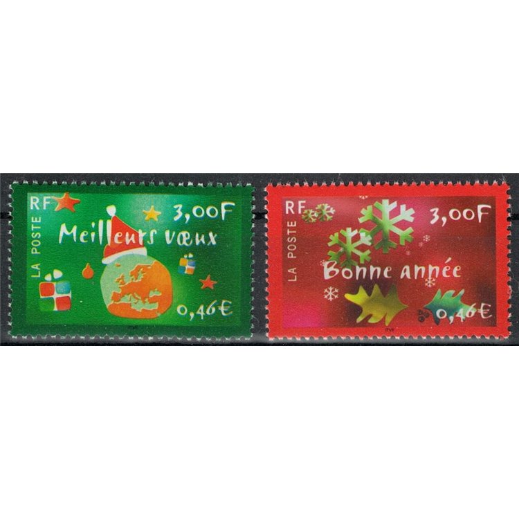 FRANCE 2000 Christmas and New Year 2v MNH**