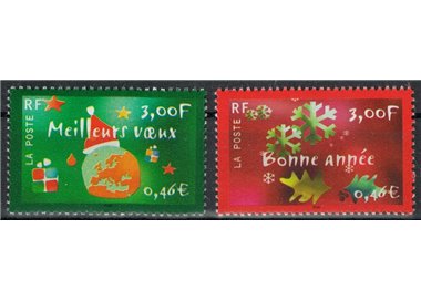 FRANCE 2000 Christmas and New Year 2v MNH**
