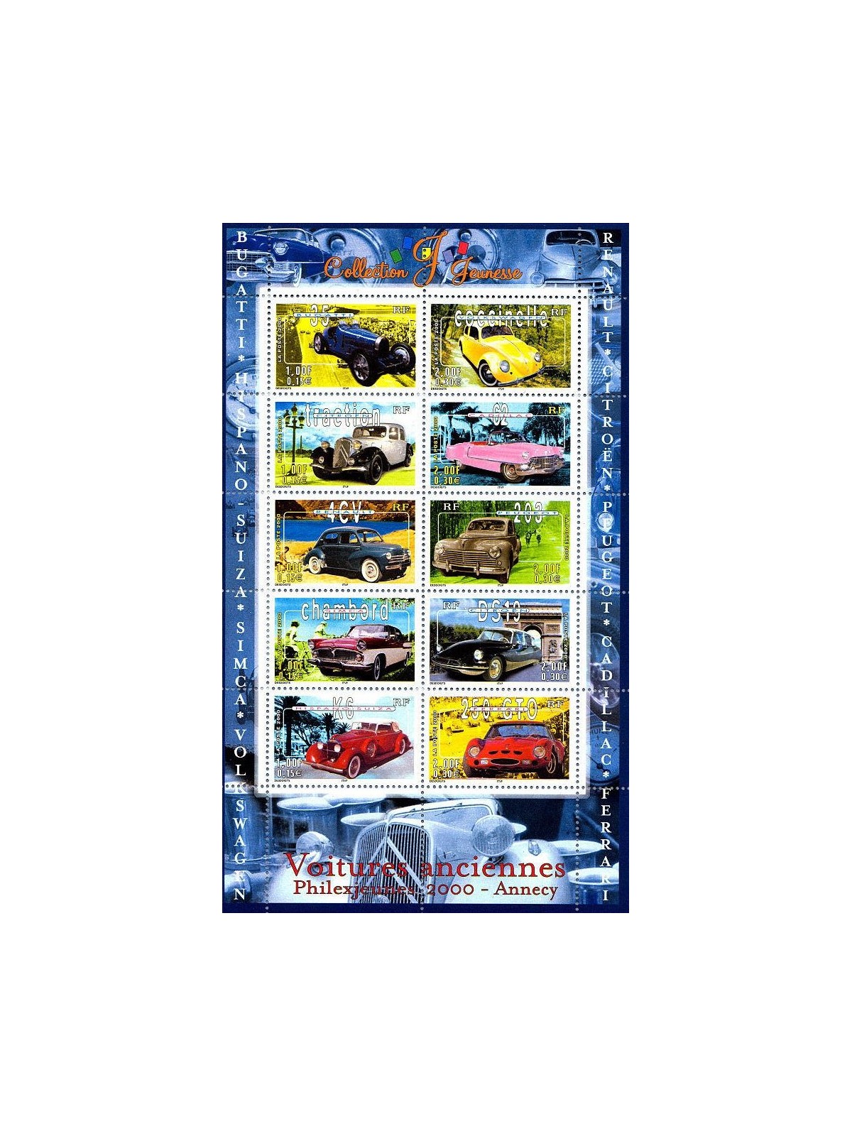 FRANCE 2000 Young Collection (Vintage Cars) s/s MNH**