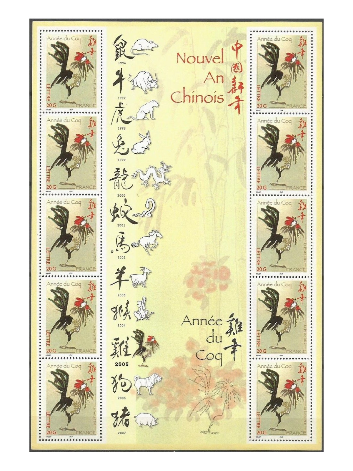 FRANCIA 2005 Anno del gallo BF MNH**