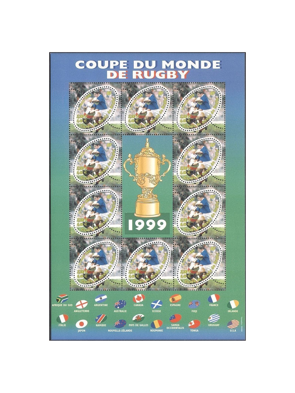 FRANCE 1999 Rugby World Cup s/s MNH**