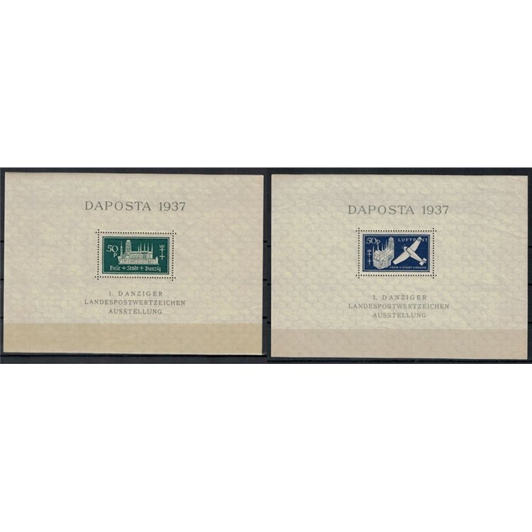 DANZICA 1937 Esposizione filatelica 2 BF MNH**