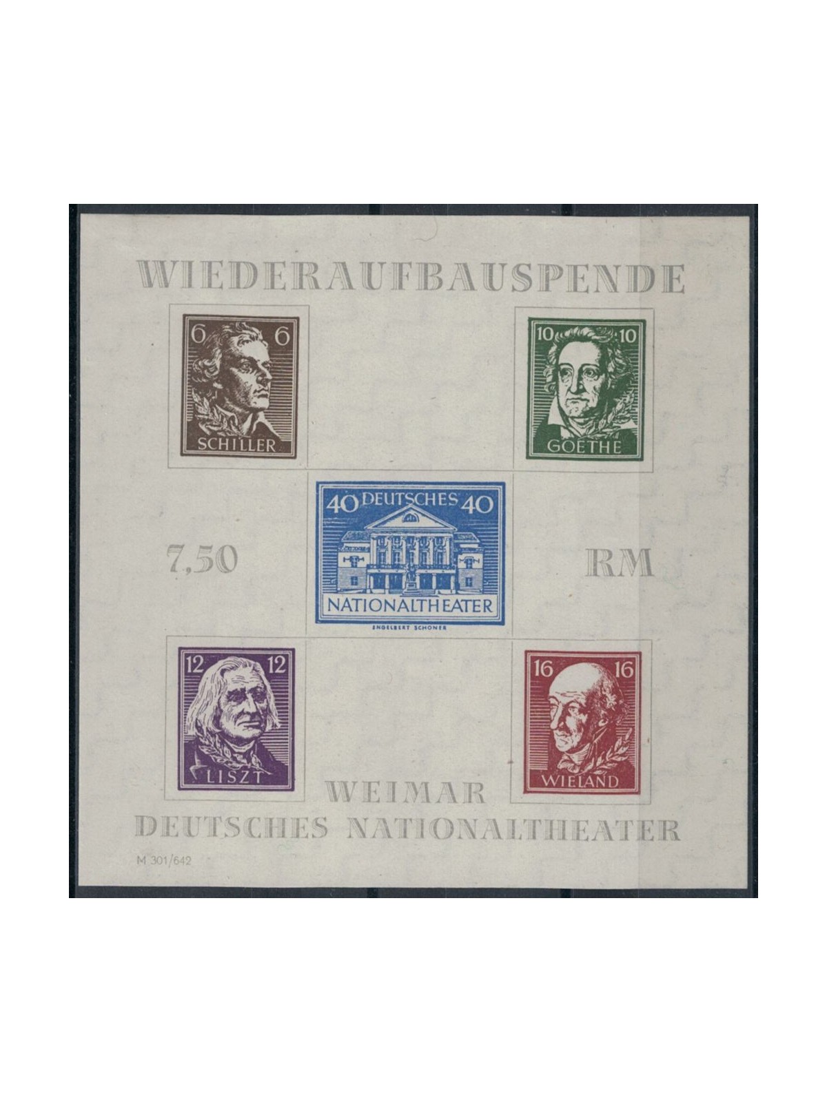 TURINGIA (OCC. SOVIETICA) 1946 Teatro di Weimar BF MNH** (3A)
