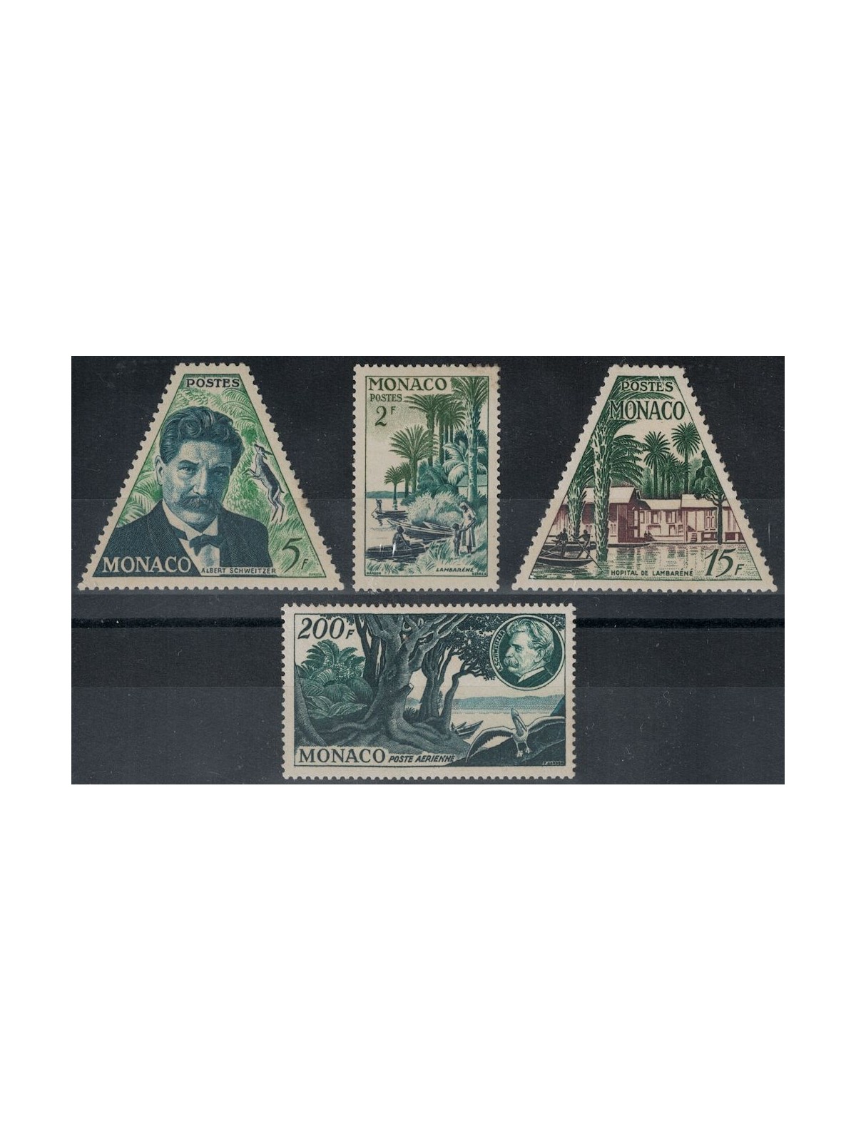 MONACO 1955 Albert Schweitzer, Premio Nobel per la pace 4v MH*