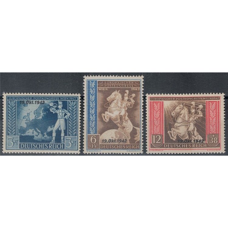 GERMANIA REICH 1942 Congresso Postale (soprastampati) 3v MNH**