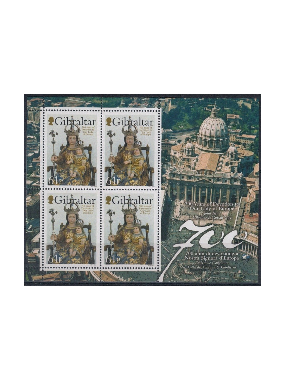GIBRALTAR 2009 Our Lady of Europe s/s MNH**