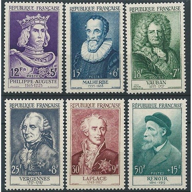 FRANCE 1955 Celebrities from the 12th to the 20th century 6v MH*