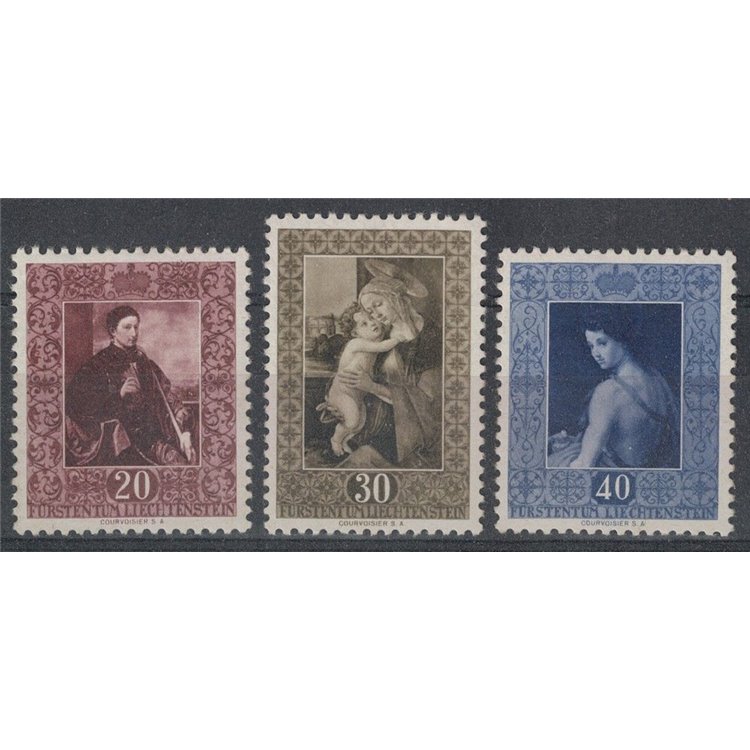 LIECHTENSTEIN 1952 Reproductions of paintings 3v MH*