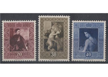 LIECHTENSTEIN 1952 Riproduzioni di quadri 3v MH*