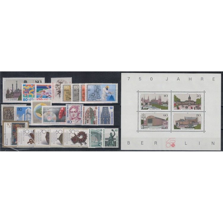 BERLINO 1987 Annata completa 22v + 1 BF MNH**