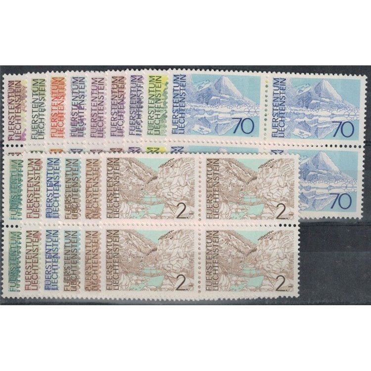 LIECHTENSTEIN 1972-73 Views (in blocks of four) 15v MNH**