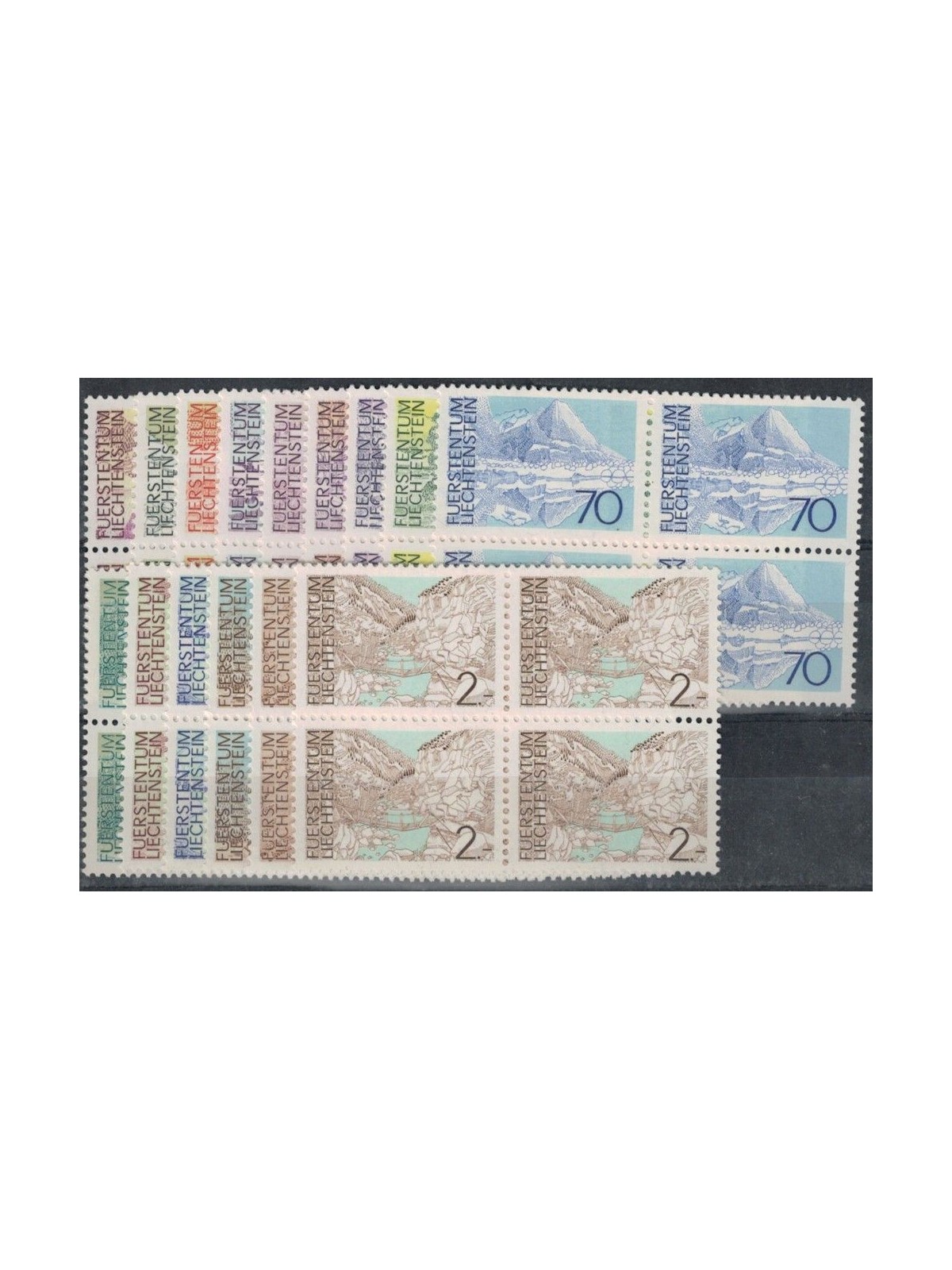 LIECHTENSTEIN 1972-73 Views (in blocks of four) 15v MNH**