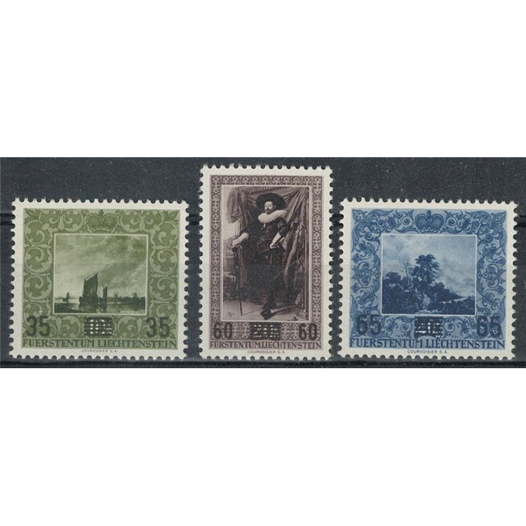 LIECHTENSTEIN 1954 Pro opere di beneficenza, soprastampati 3v MNH**