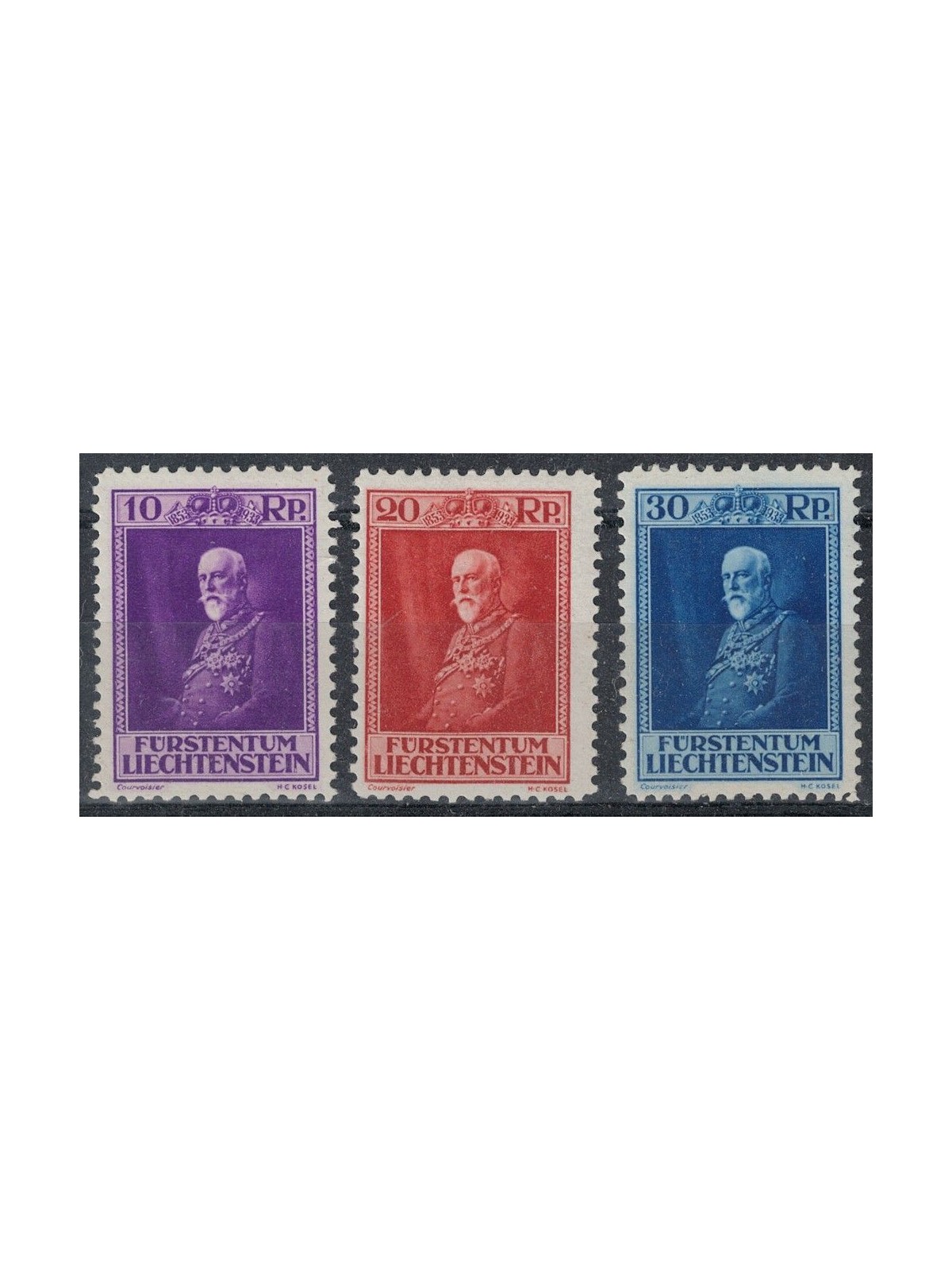 LIECHTENSTEIN 1933 80th birthday of Prince Franz I 3v MH*