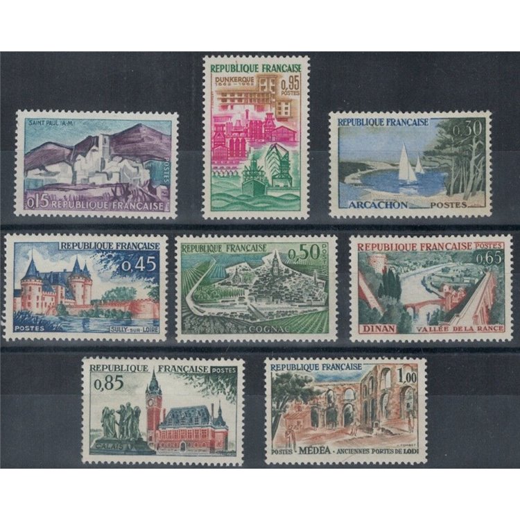 FRANCE 1961-62 Tourist series 8v MNH**