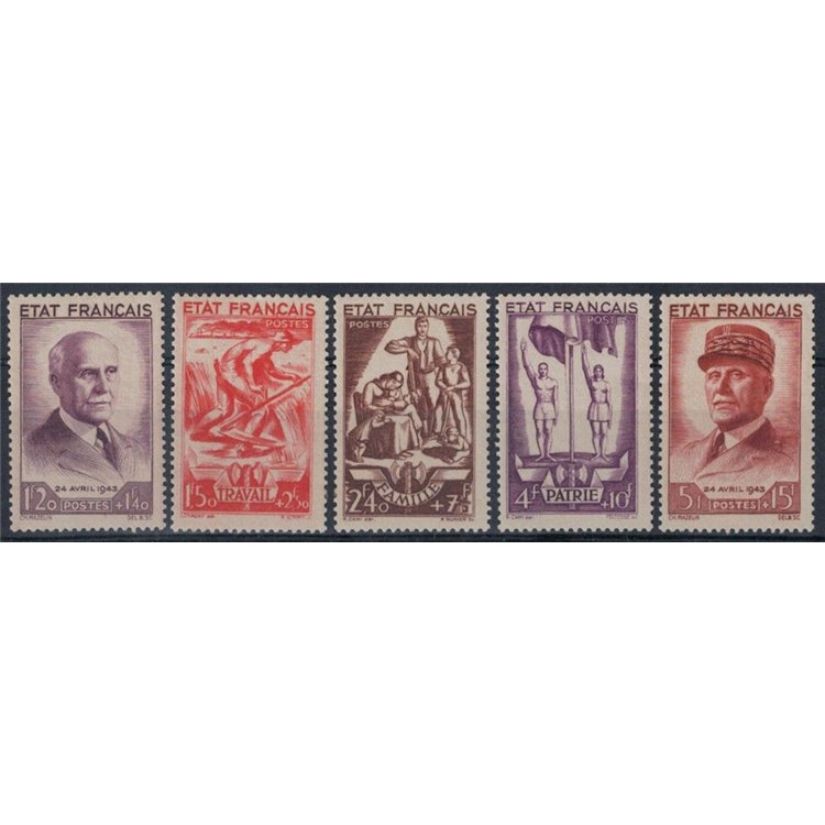 FRANCE 1943 National Relief, Allegorical Subjects 5v MH*