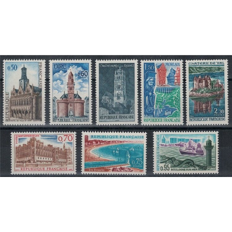 FRANCE 1966-67 Tourist series 8v MNH**