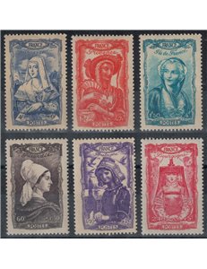 FRANCIA 1943 Soccorso Nazionale, Costumi regionali 6v MH*