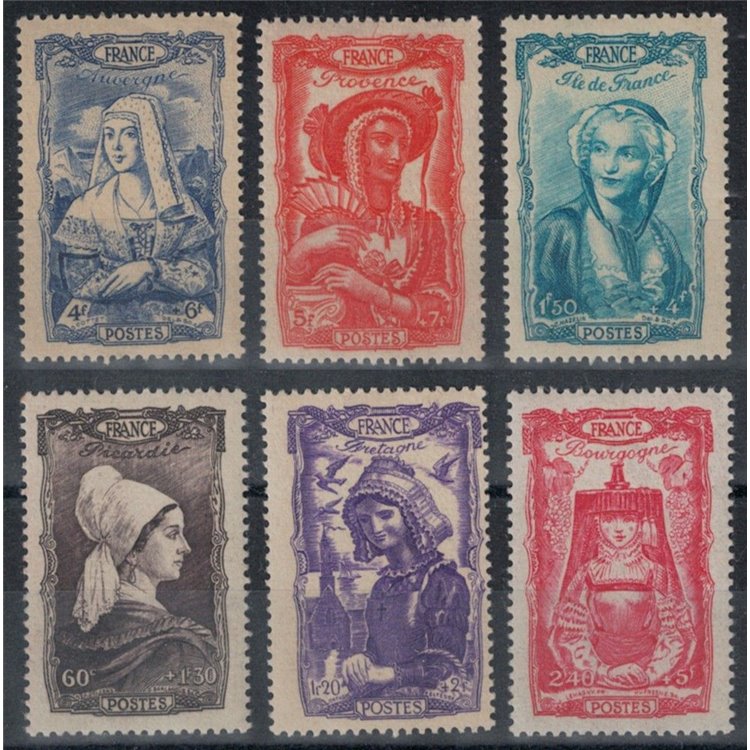 FRANCE 1943 National Relief, Regional Costumes 6v MH*