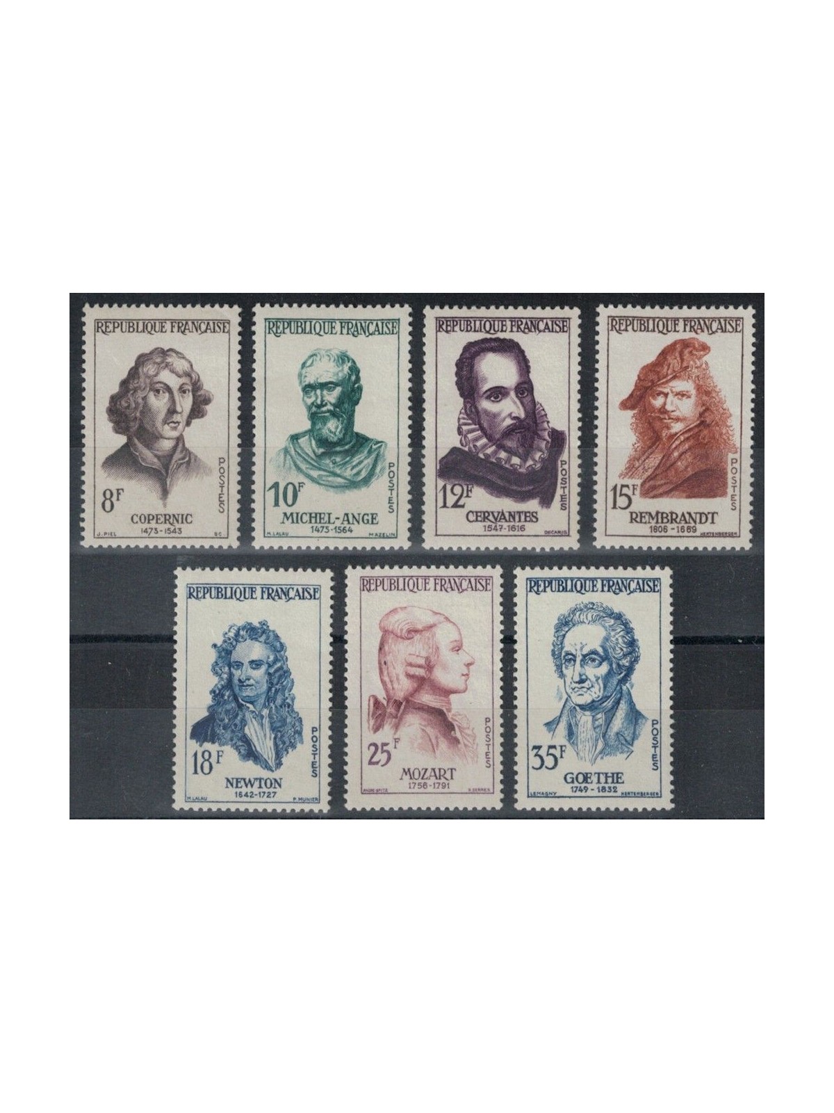 FRANCIA 1957 Celebrità straniere 7v MNH**