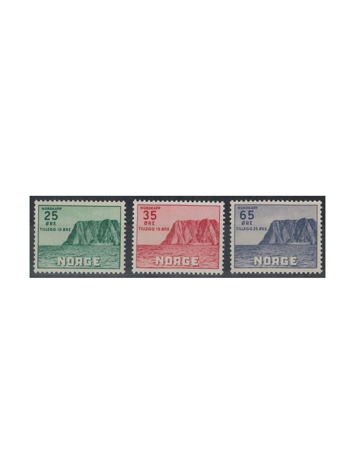 NORVEGIA 1957 Capo Nord, 5ª serie 3v MH*