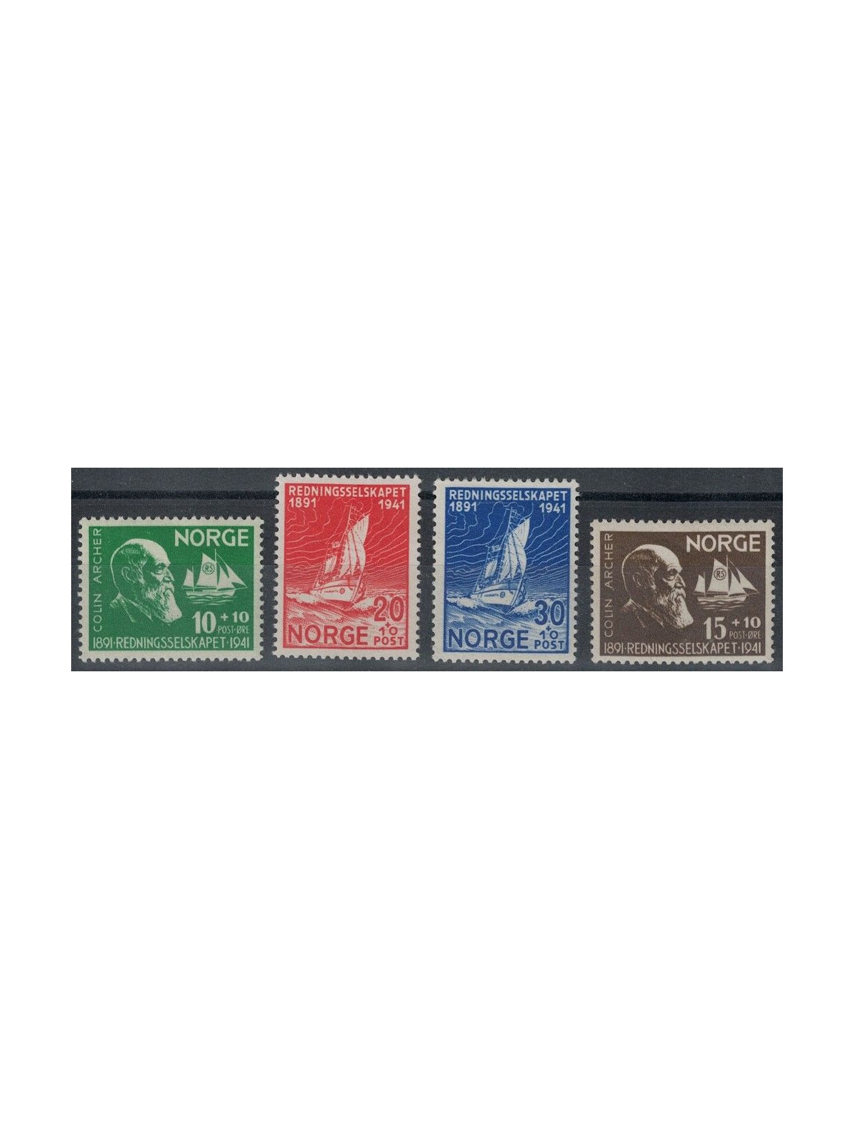 NORVEGIA 1941 Società per il salvataggio dei naufraghi 4v MH*