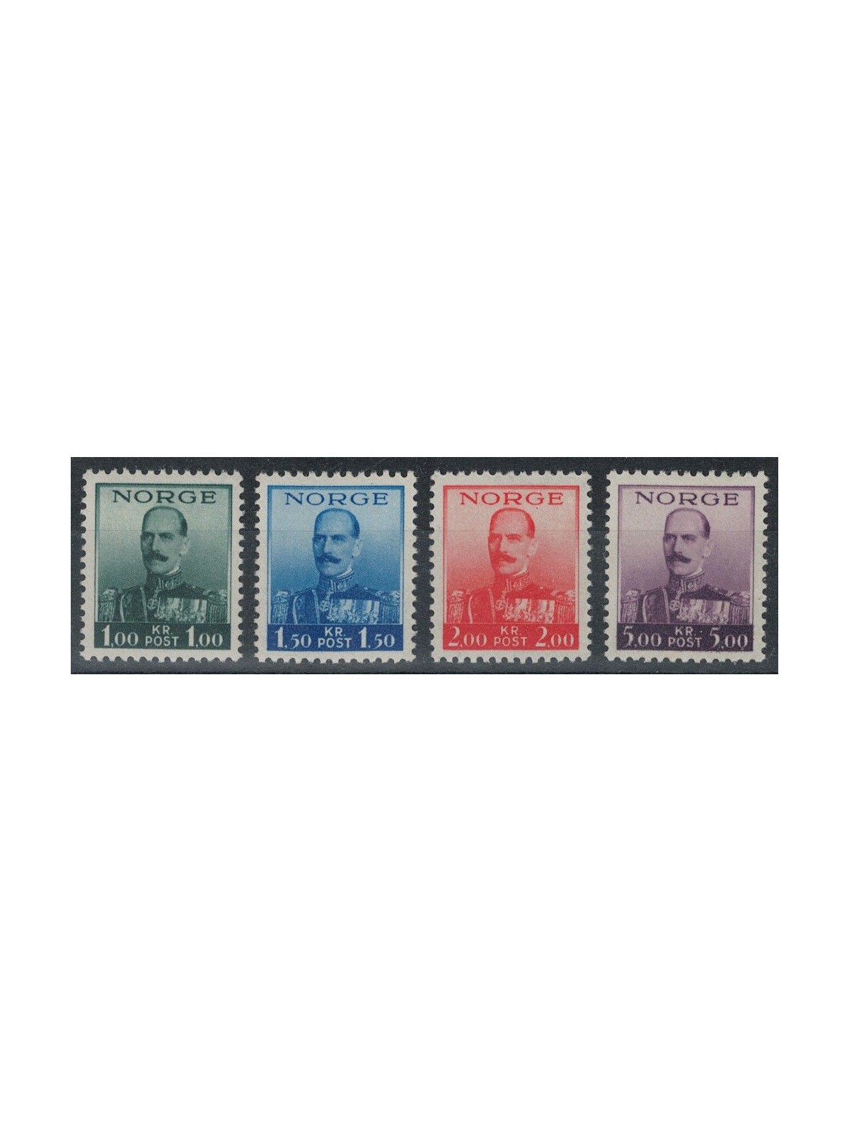 NORVEGIA 1937-38 Effigie di Re Haakon VII 4v MNH**