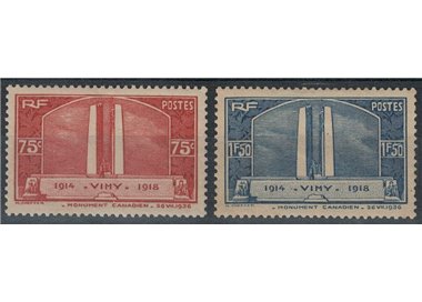 FRANCE 1936 Monument to the Canadians 2v MH*