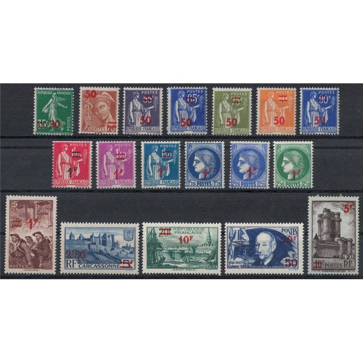 FRANCIA 1940-41 Serie ordinaria soprastampata 18v MNH**