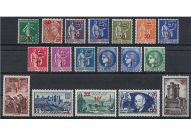 FRANCIA 1940-41 Serie ordinaria soprastampata 18v MNH**