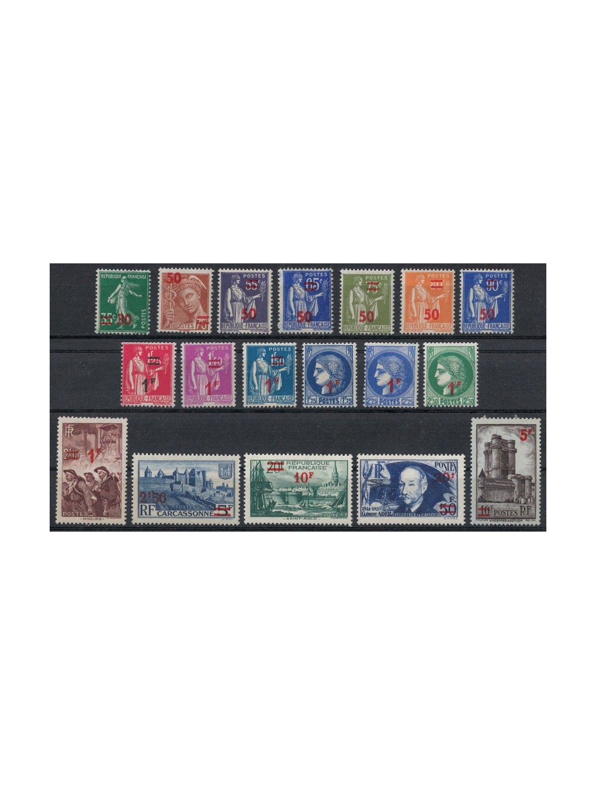 FRANCE 1940-41 Ordinary overprinted set 18v MNH**