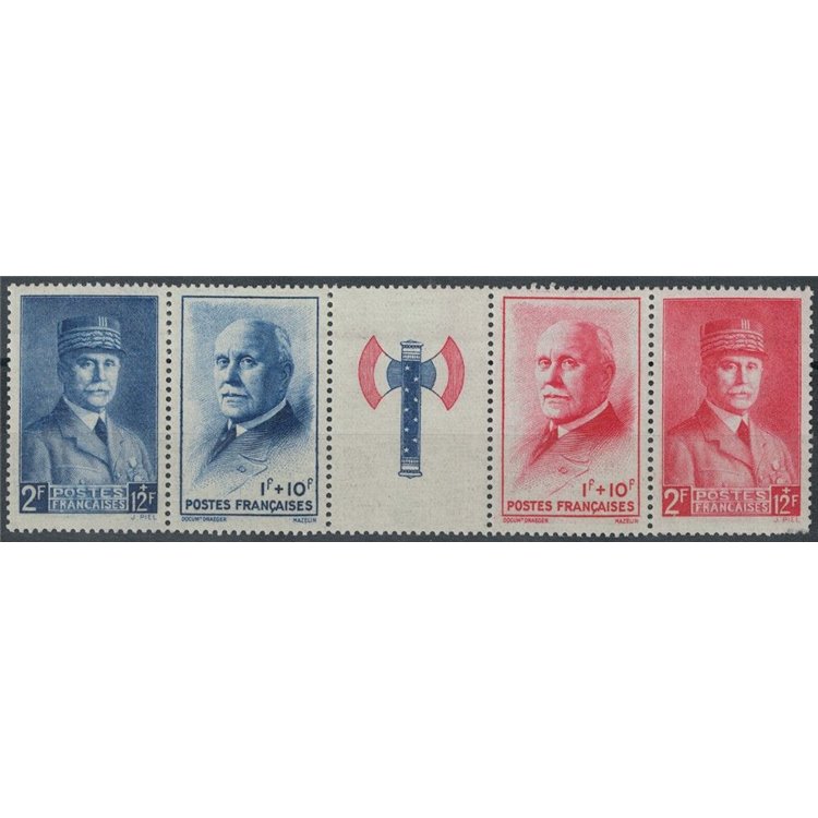 FRANCE 1943 National Relief, Marshal Pétain 4v MNH**