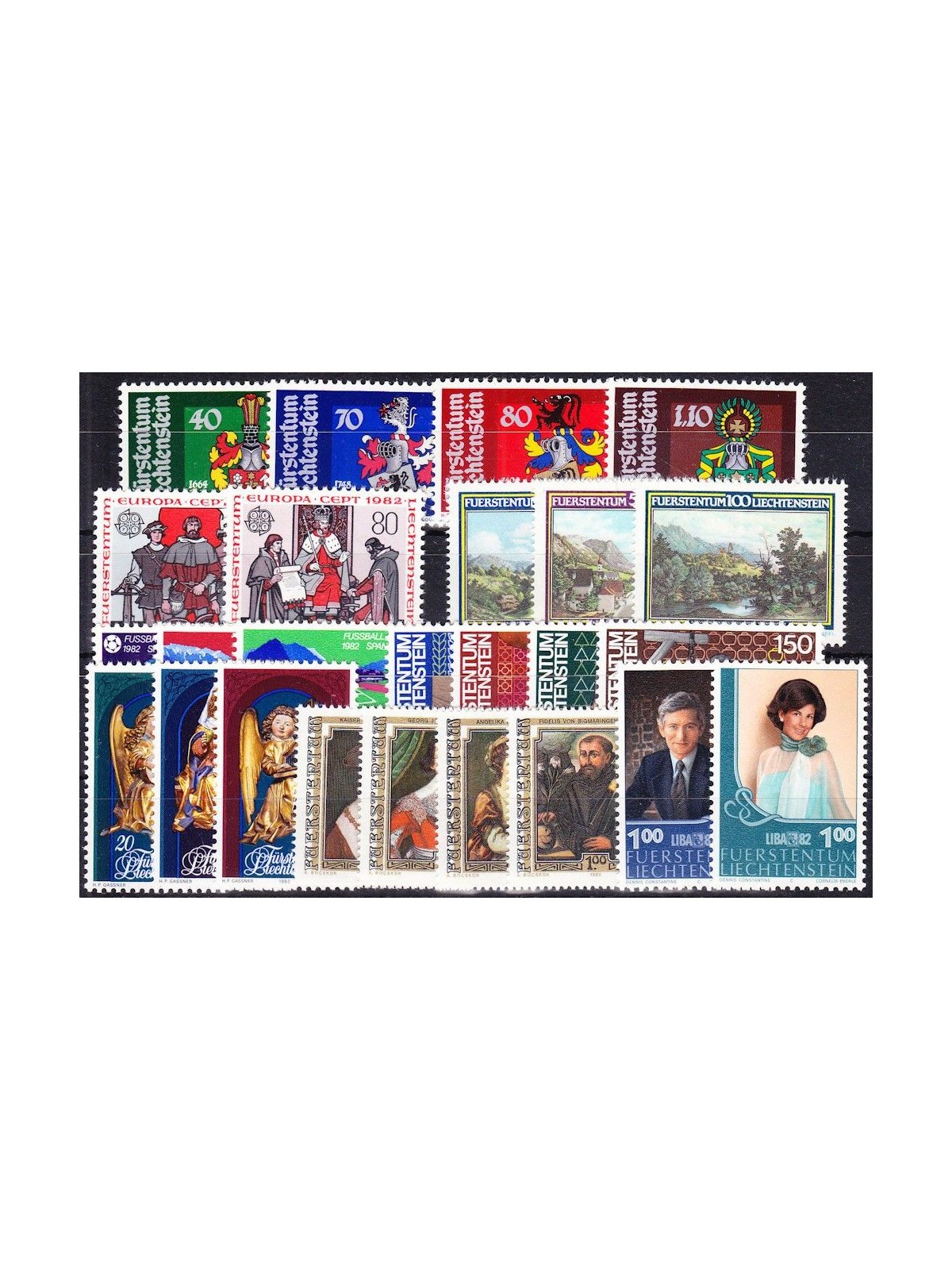 LIECHTENSTEIN 1982 Complete Year 25v MNH**