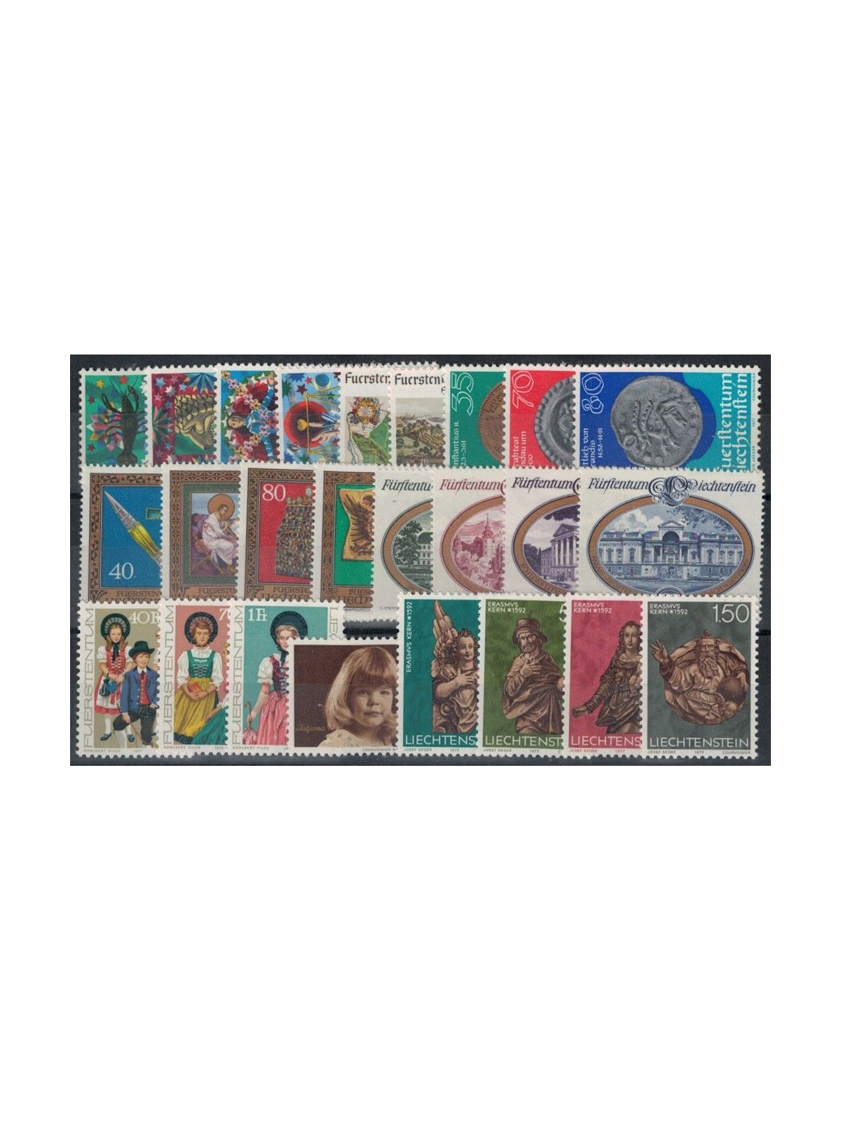 LIECHTENSTEIN 1977 Complete Year 25v MNH**